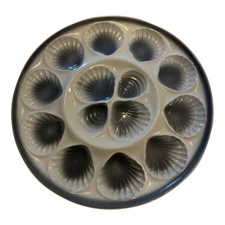 Vintage French Majolica Oyster Plate by Moulin Des Loups For Sale