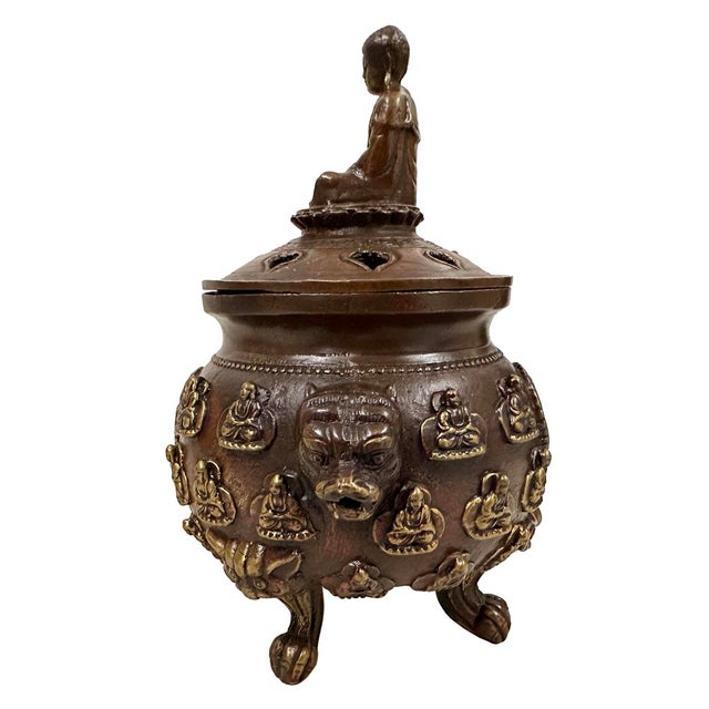 Mid-20th Century Tibetan Brass Tripod Incense Burner For Sale In Los Angeles - Image 6 of 12