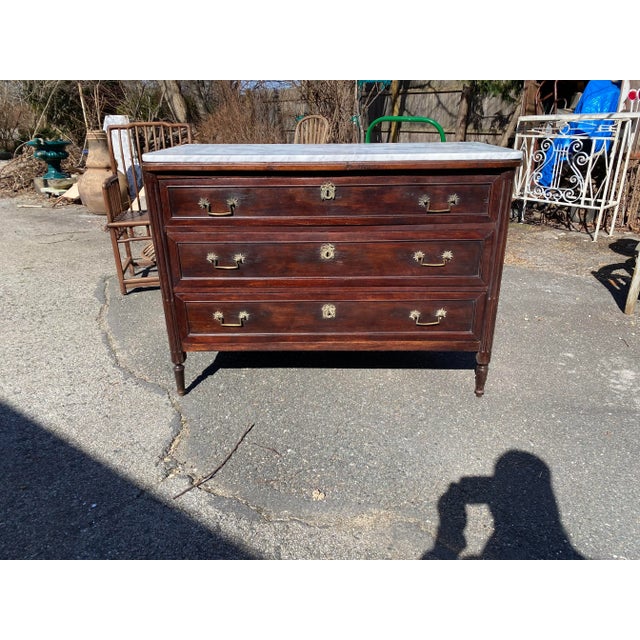 Neoclassical Style Italian Marble Top Chest of Drawers For Sale - Image 13 of 13