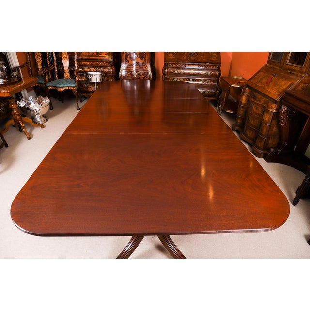 Wood Vintage 20th Century Mahogany Twin Pillar Dining Table from William Tillman, 1980s For Sale - Image 7 of 17