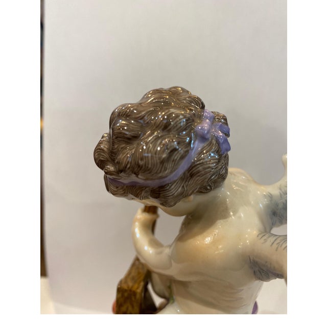 19th Century Meissen Porcelain Figure of Cupid with a Cheese Press For Sale In Philadelphia - Image 6 of 8