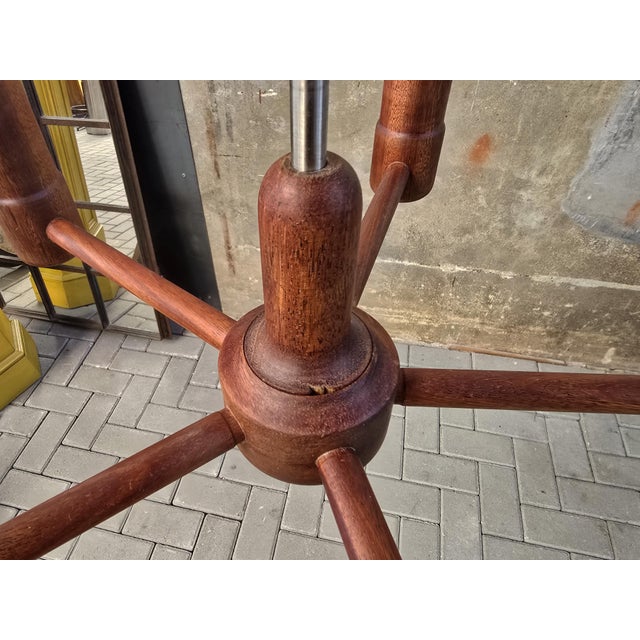 Vintage Teak and Wool 5-Arm Ceiling Light from Domus, Germany, 1970s For Sale - Image 11 of 17