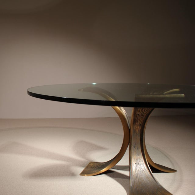 Brutalist Bronze and Glass Coffee Table, Germany, 1970s For Sale - Image 6 of 14