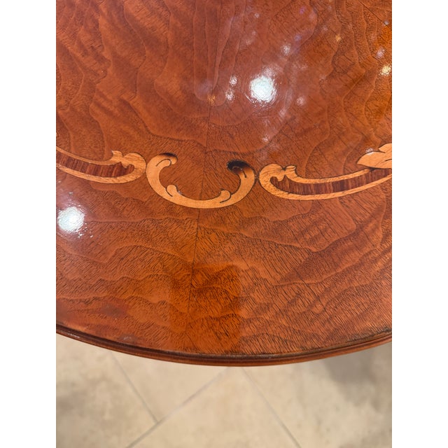 Chestnut Late 19th Century Gilt Cast Iron Table With Marquetry Top For Sale - Image 8 of 11