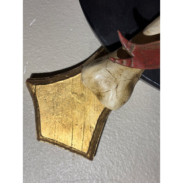 Beige Hand Sculpted, Carved and Parcel Gilt Skull and Crossbones Memento Mori Mounted on a Decorative Plaque For Sale - Image 8 of 11