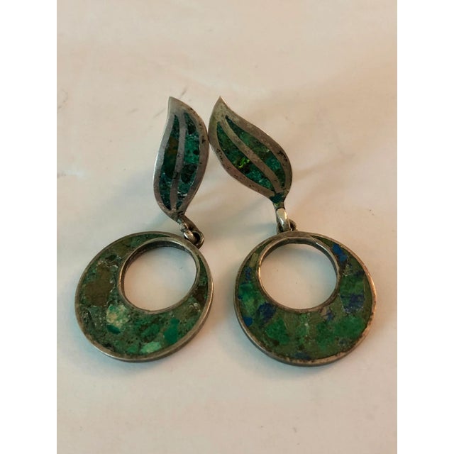 Los Castillo 1950s Los Castillo Turquoise Sterling Dangle Earrings - 2 Pieces For Sale - Image 4 of 8