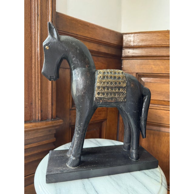 Vintage Carved Wood and Metal Equine Figure For Sale In Portland, ME - Image 6 of 9