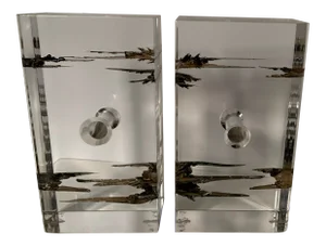 Ritts Co. Lucite & Bronze Bookends