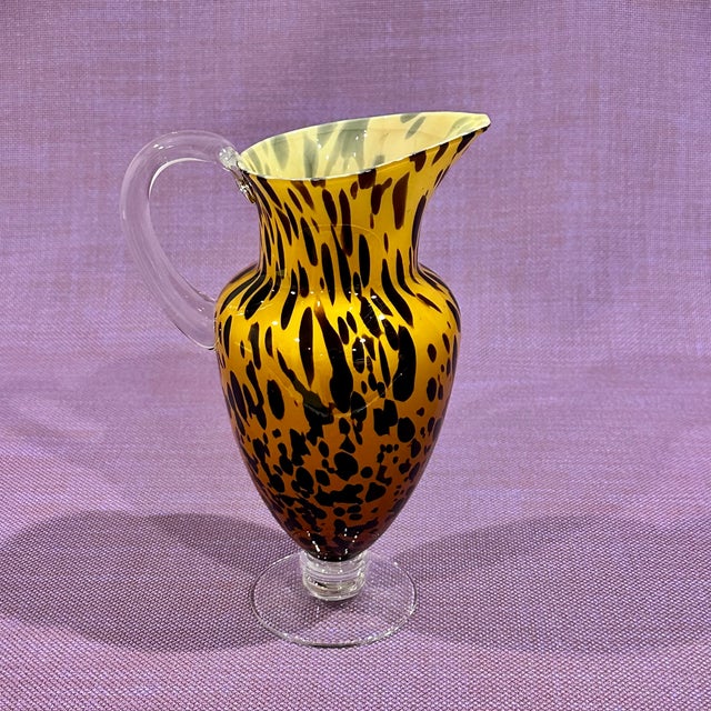 Boho Chic Early 21st Century Hand Blown Glass Leopard Pitcher For Sale - Image 3 of 7