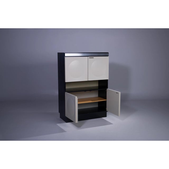 Mid-Century Modern Brutalist Black and White Bar Cabinet, 1970s For Sale - Image 3 of 6