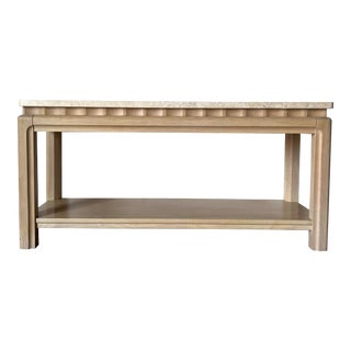 Vintage Thomasville Two - Tier Marble Top Sofa Console Table For Sale