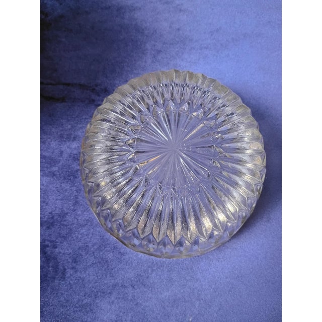 1960s Art Deco Pressed Glass and Silver Rim With Ice Bucket Coasters Pinch Bowl and French Claw Ice Tongs - 5 Piece Bar Set For Sale - Image 17 of 17
