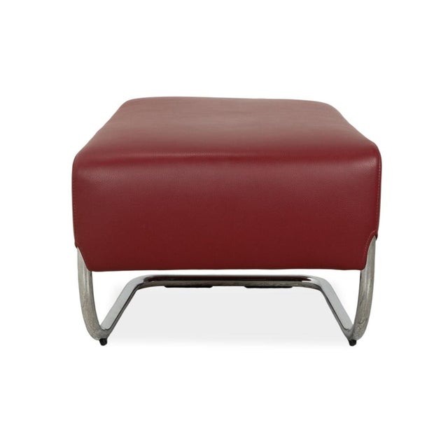 Set of Leather Jolly Armchair and Ottoman in Red Wine from Wittmann For Sale - Image 10 of 12