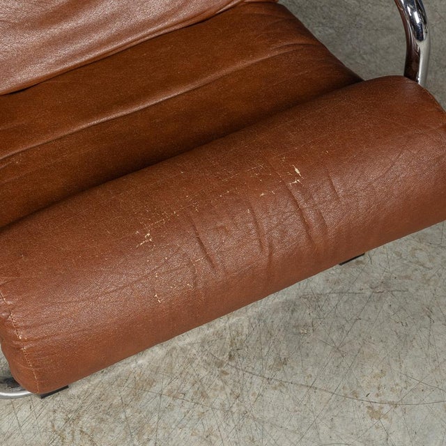 Italian Brown Leather Recliner Armchair, 1980s For Sale - Image 15 of 18