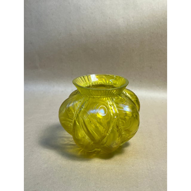 Glass Antique Kralik Spiral Optical Glass Vase For Sale - Image 7 of 7