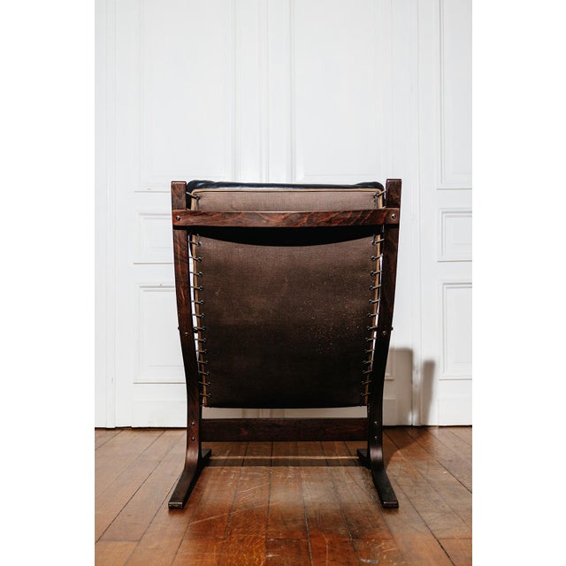 Set of Siesta Lounge Chair and Ottoman in Black Leather by Ingmar Relling for Westnofa, Norway, 1960s For Sale - Image 6 of 12