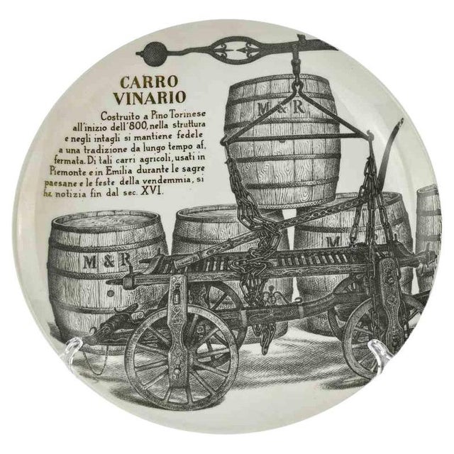 1960s Carro Vinario Plate by P. Fornasetti for Martini and Rossi, 1960s For Sale - Image 5 of 5