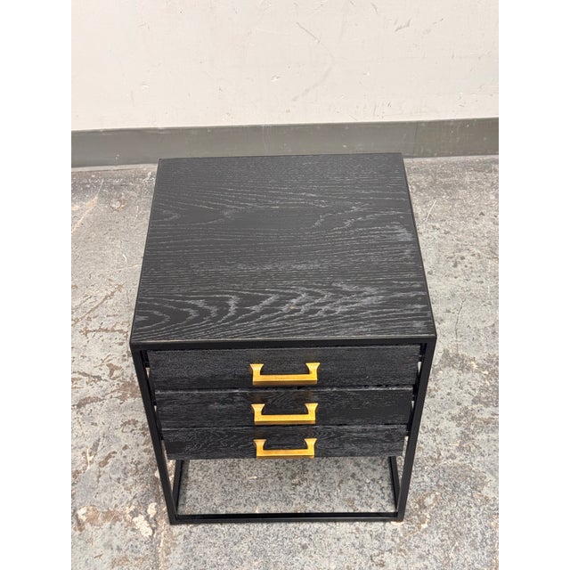 Black Contemporary Three Drawer Nightstand For Sale - Image 8 of 12