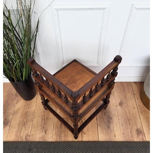 Brown Italian Neoclassic Carved Wooden Corner Chair, 1950s For Sale - Image 8 of 9