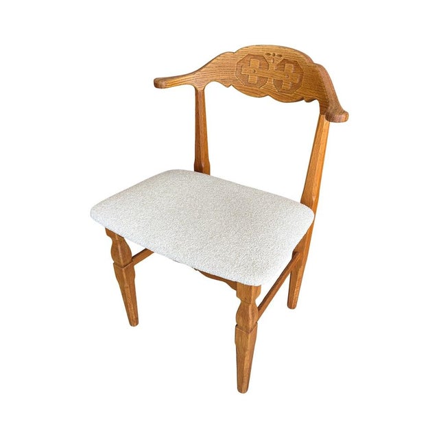 Vintage mid-century Danish Brutalist "bull horn" dining chairs designed by Henning Kjærnulf for EG Kvalitetsmøbel of...