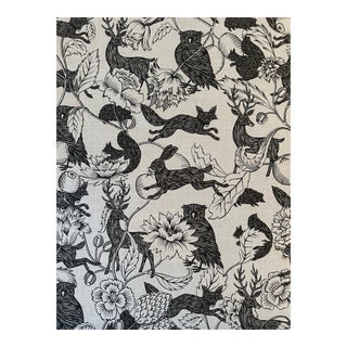 Antoinette Poisson Crépuscule N&b Linen Fabric Patch Nyc 2 7/8 Yards For Sale