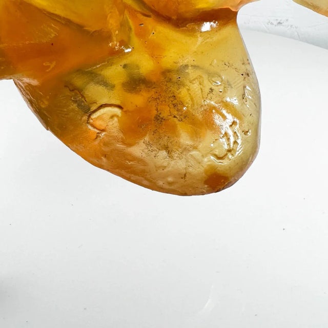 1970s Sculptural Design Modern Amber Single Candle Holder Signed For Sale - Image 9 of 10