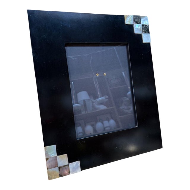 Tommaso Barbi Black Picture Frame With Mother-of-Pearl Accents For Sale