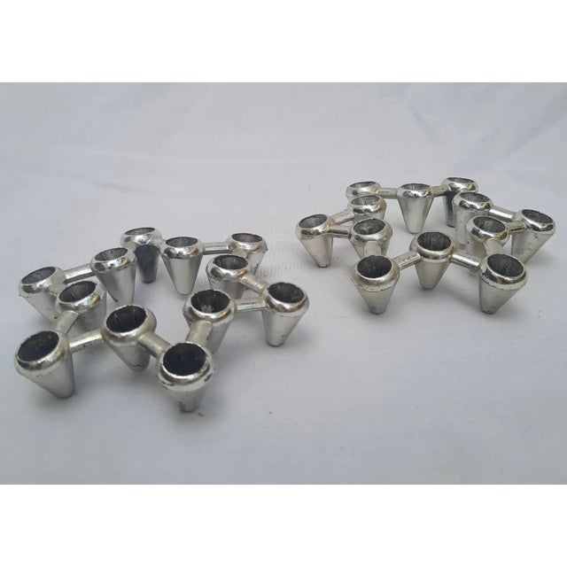 1970s Chrome-Plated Star-Shaped Metal Cluster Candle Holders - a Pair For Sale In Miami - Image 6 of 9