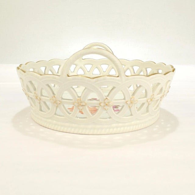 White Antique KPM Royal Berlin Reticulated Porcelain Deutsche Blumen Decor Basket For Sale - Image 8 of 12