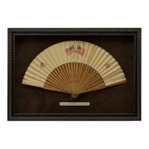 Mid 20th Century Patriotic Folding Fan With American Flag Motif