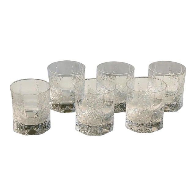 1970s Shot Glasses Iittala Timo Sarpaneva Kalinka Brutalist Rock Crystal - Set of 6 For Sale
