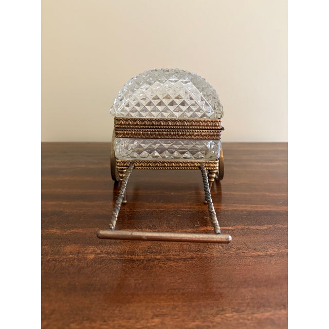 Bronze Vintage German Crystal & Bronze Carriage Jewelry Box For Sale - Image 8 of 11