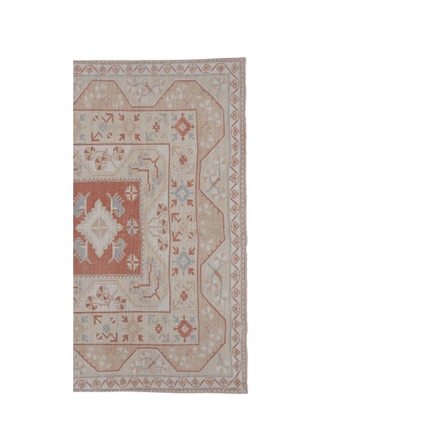 Vintage Turkish Rug From Milas, Traditional Beige Rugs 6'6'' X 8'7'' For Sale In Philadelphia - Image 6 of 13