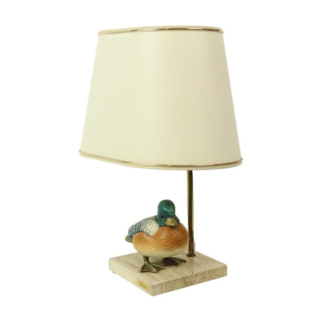 Duck Lamp in Brass, Resin and Travertine by Malevolti by Artiflex, 1970s For Sale - Image 9 of 18