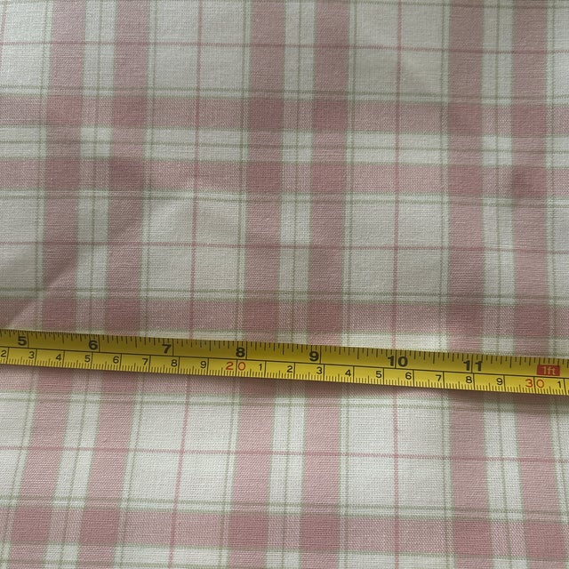 English Laura Ashley Pink and Green Plaid Fabric 56” X 100” For Sale - Image 3 of 4