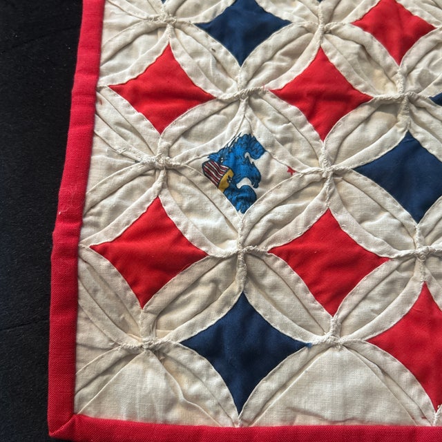 Rare Handmade 1976 Bi-Centennial Window Pane Doll Quilt For Sale - Image 4 of 5