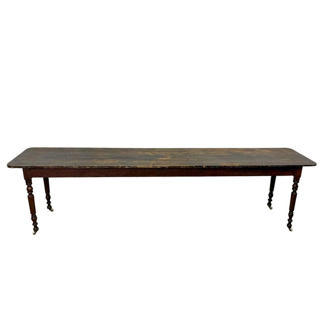 Antique Serving Table Console Table on Porcelain Casters, 1890s For Sale - Image 3 of 12