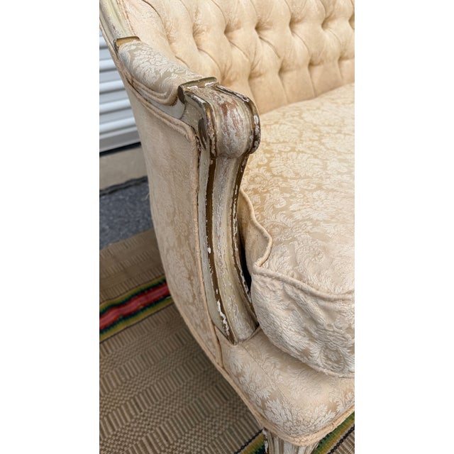 A Nice Vintage French Canapé Style Paint Decorated Love Seat, Circa 1950’s For Sale - Image 15 of 18