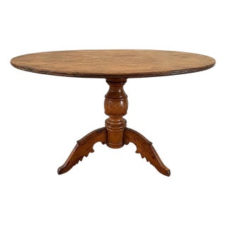 Antique Style Old Pine Round Farmhouse Kitchen Table For Sale