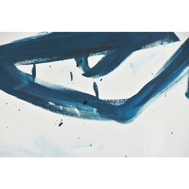 Contemporary Robbie Kemper "Black and Blue Gray Loops" Abstract Expressionist Acrylic Painting For Sale - Image 3 of 6