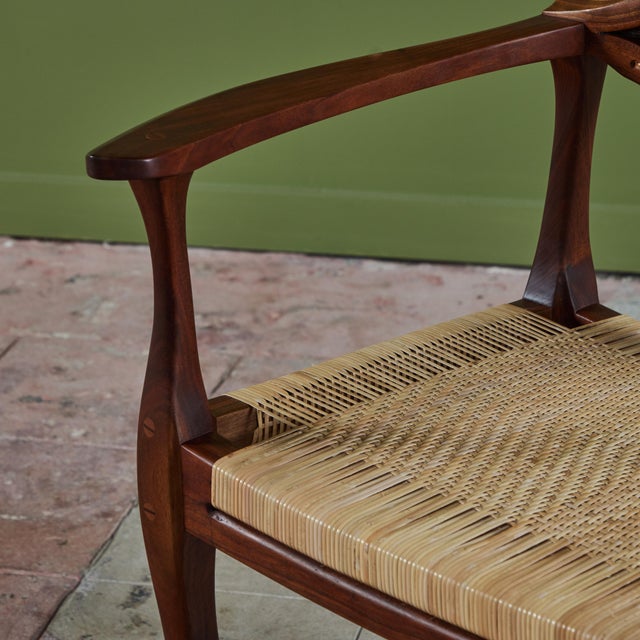 Studio Craft Walnut Armchair With Cane For Sale - Image 10 of 12
