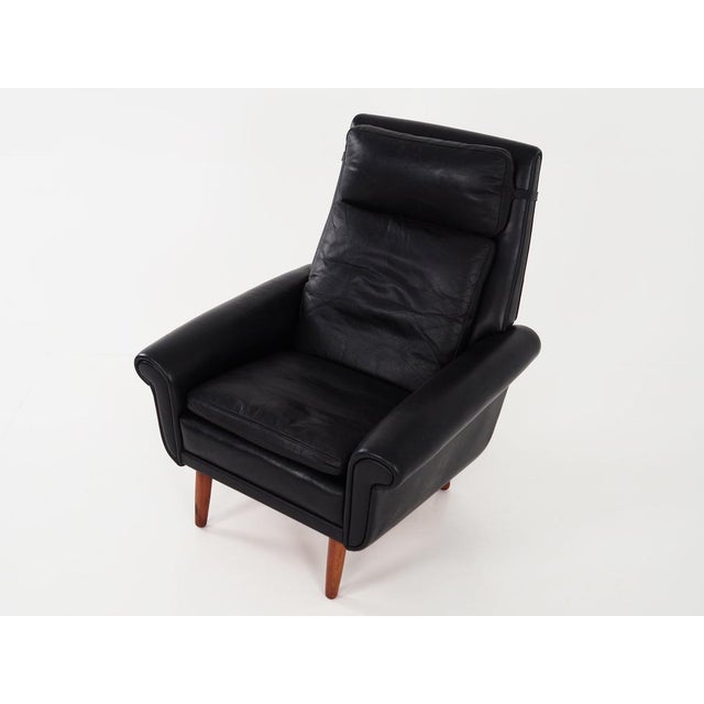 Black Danish Black Leather Armchair, 1970s For Sale - Image 8 of 18