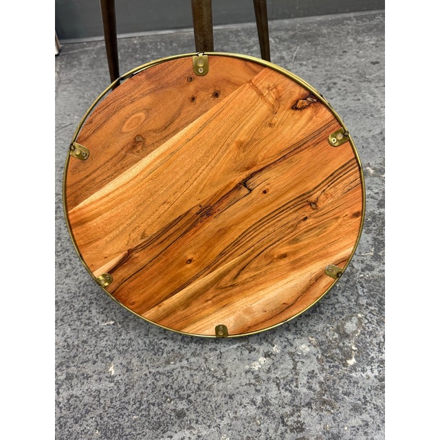 West Elm Casted Tripod Round Side Table + Tray For Sale - Image 10 of 12