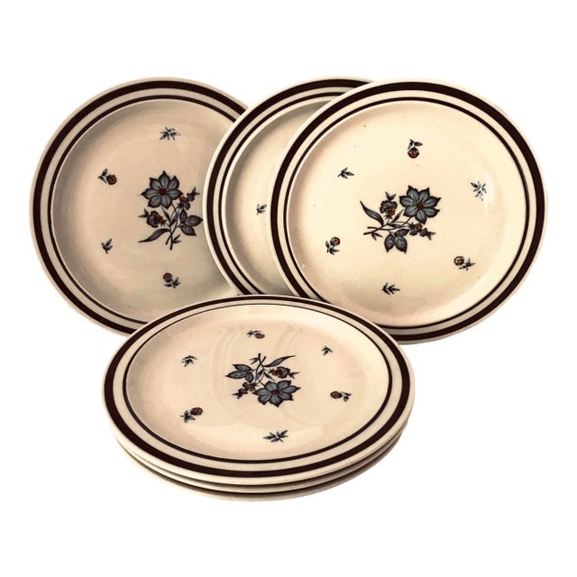 Vintage Newcor Stoneware "Versailles" Pattern Salad Plates- Set of 6 For Sale