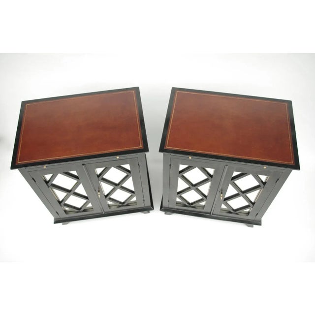 1950s Black Lacquered Cabinets with Braces, 1950s, Set of 2 For Sale - Image 5 of 11