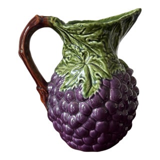 Vintage Ceramic Grape Pitcher For Sale