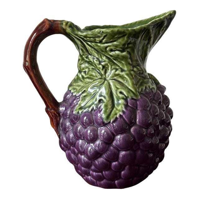 Vintage Ceramic Grape Pitcher For Sale
