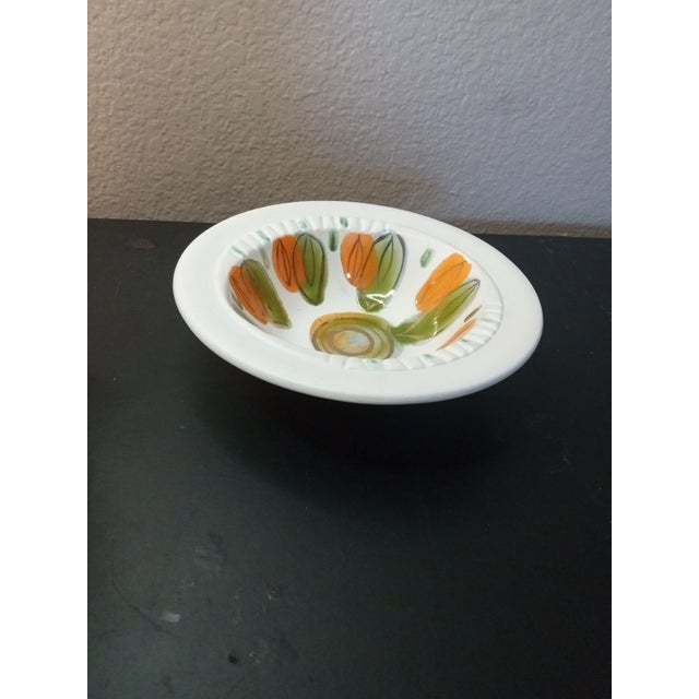 EXQUISITE MCM Signed Sasha Brastoff Green/Orange & Gold 6.5" W Bowl This exquisite MCM decorative bowl by Sasha Brastoff...
