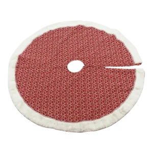 Red & White Tree Skirt With Faux Fur Trim