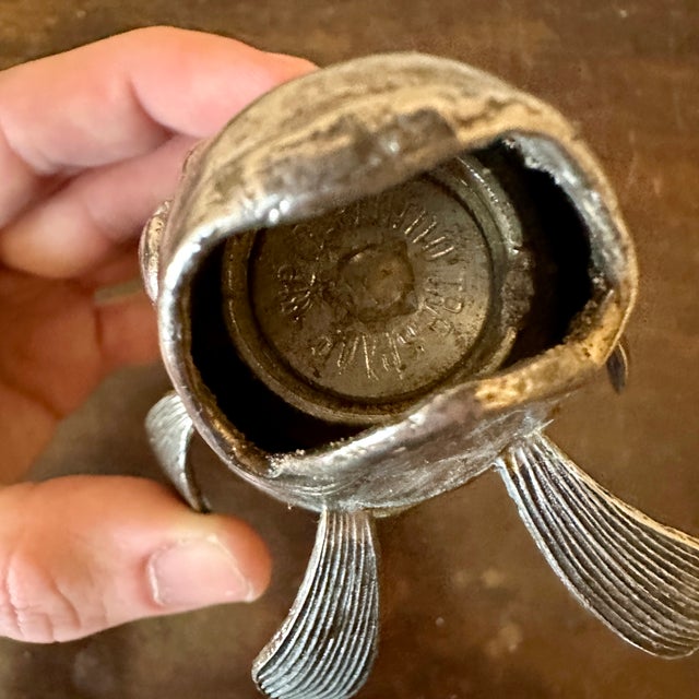 Vintage Tre Spade Figural Silver Plate Wood Fish Peppermill For Sale In Buffalo - Image 6 of 6